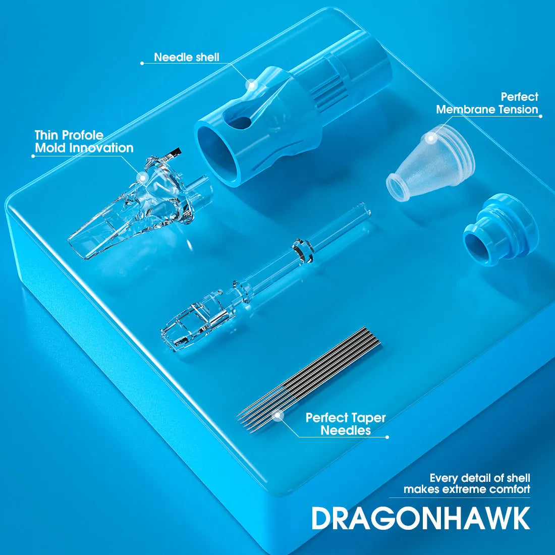DragonHawkLabs Tattoo & PMU Cartridge Needle 0.30mm 7 Round Magnum 1007RM - - Dragonhawk - HighbrowLab
