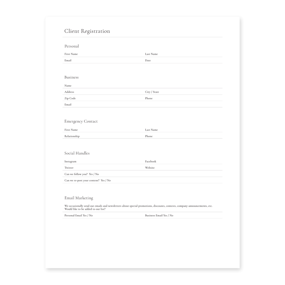 PMU Client Paperwork Packet